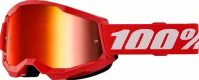 Bild på 100% crossglasögon Strata 2 röd/vit med röd spegel lins