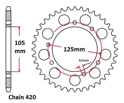 Picture of Tec-X rear sprocket 420 60T