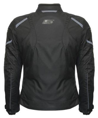 Bild på S-Line textiljacka med CE skydd (armbågar/axlar) svart L