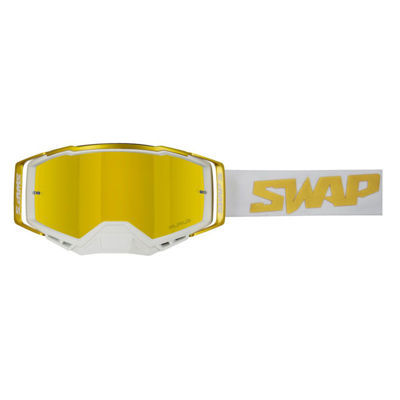 Bild på Swaps crossglasögon Aurus Pro vit/guld med klar och guld spegel lins